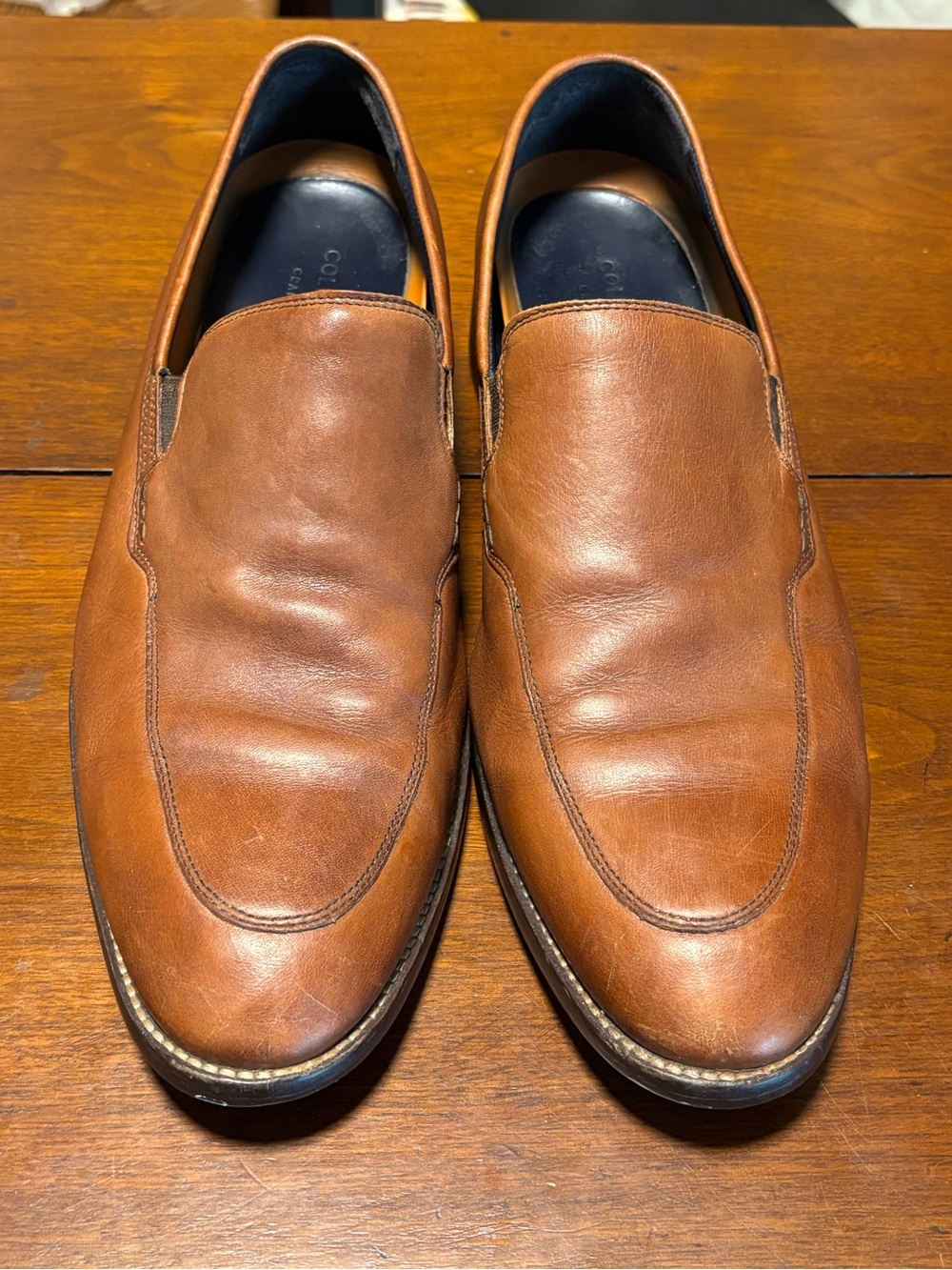 Cole Haan Grand.Os Men’s Brown Leather Slip On Dress Loafer Shoes